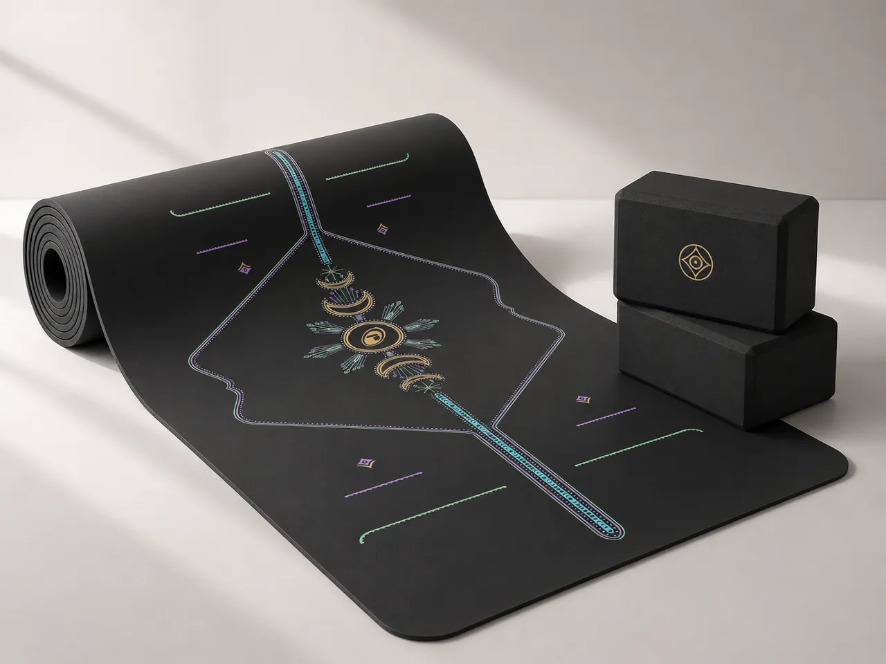 Detalle de la esterilla de yoga premium personalizada