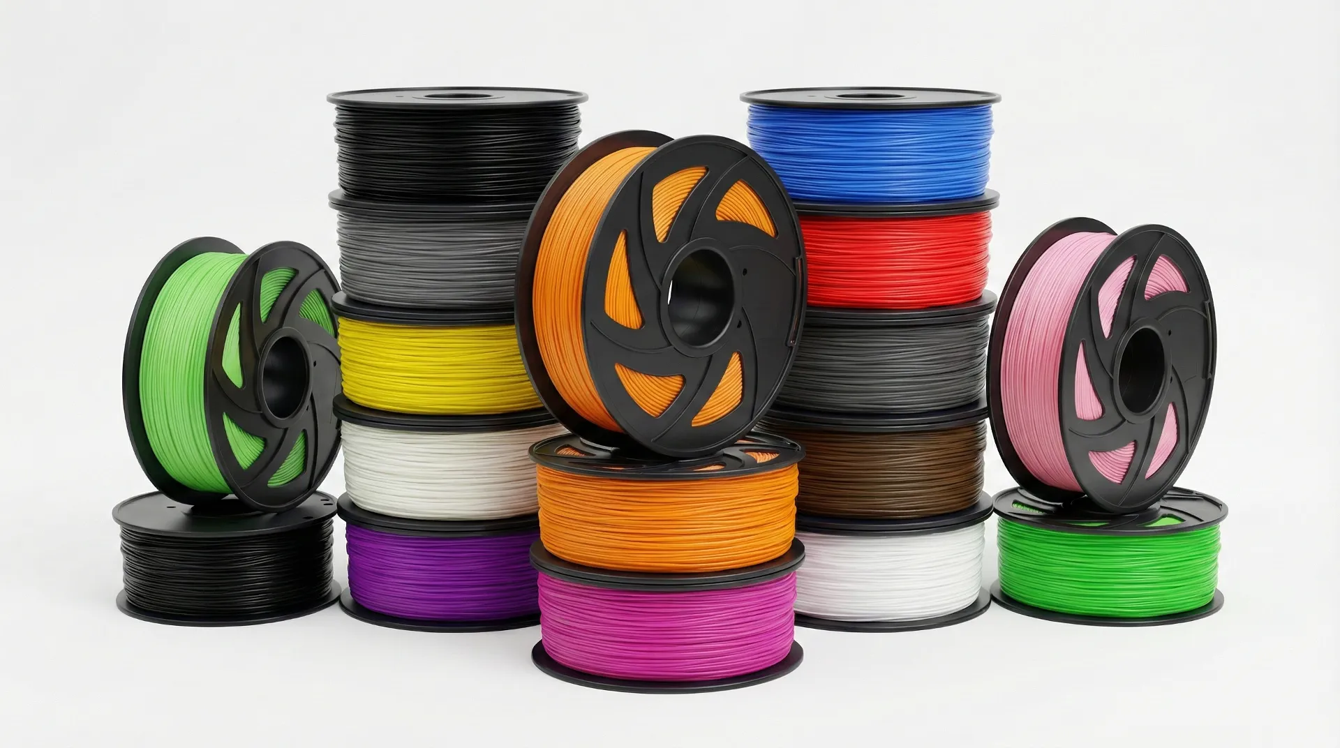 Multiple colors of finished 3D printer filament